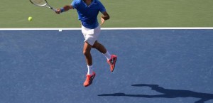 Federer flying shot